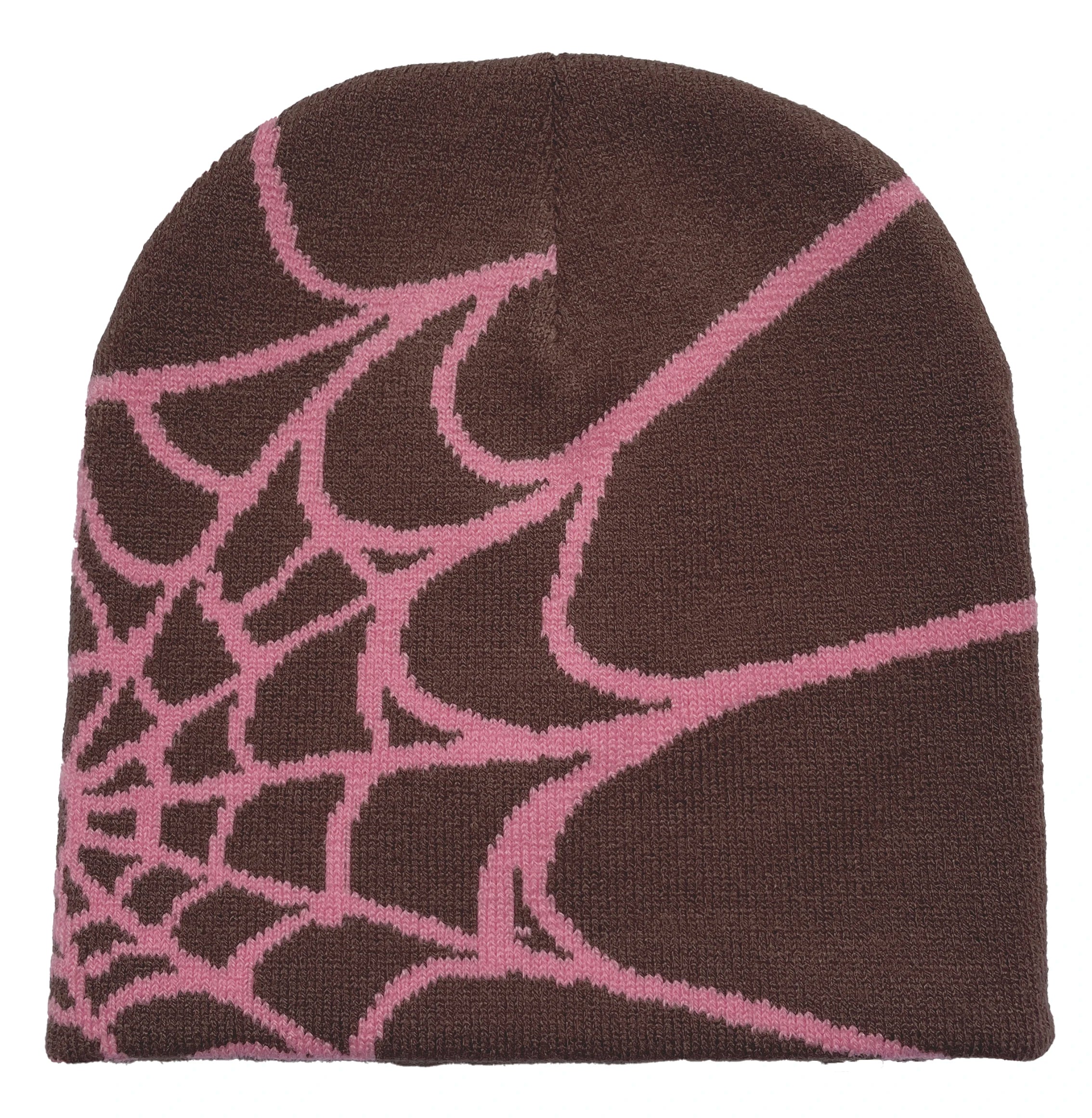NOUVEAU RICHE Unisex-Strickmütze Mit Spinnennetz-Print, Warme Outdoor-Pullovermütze Kaffee