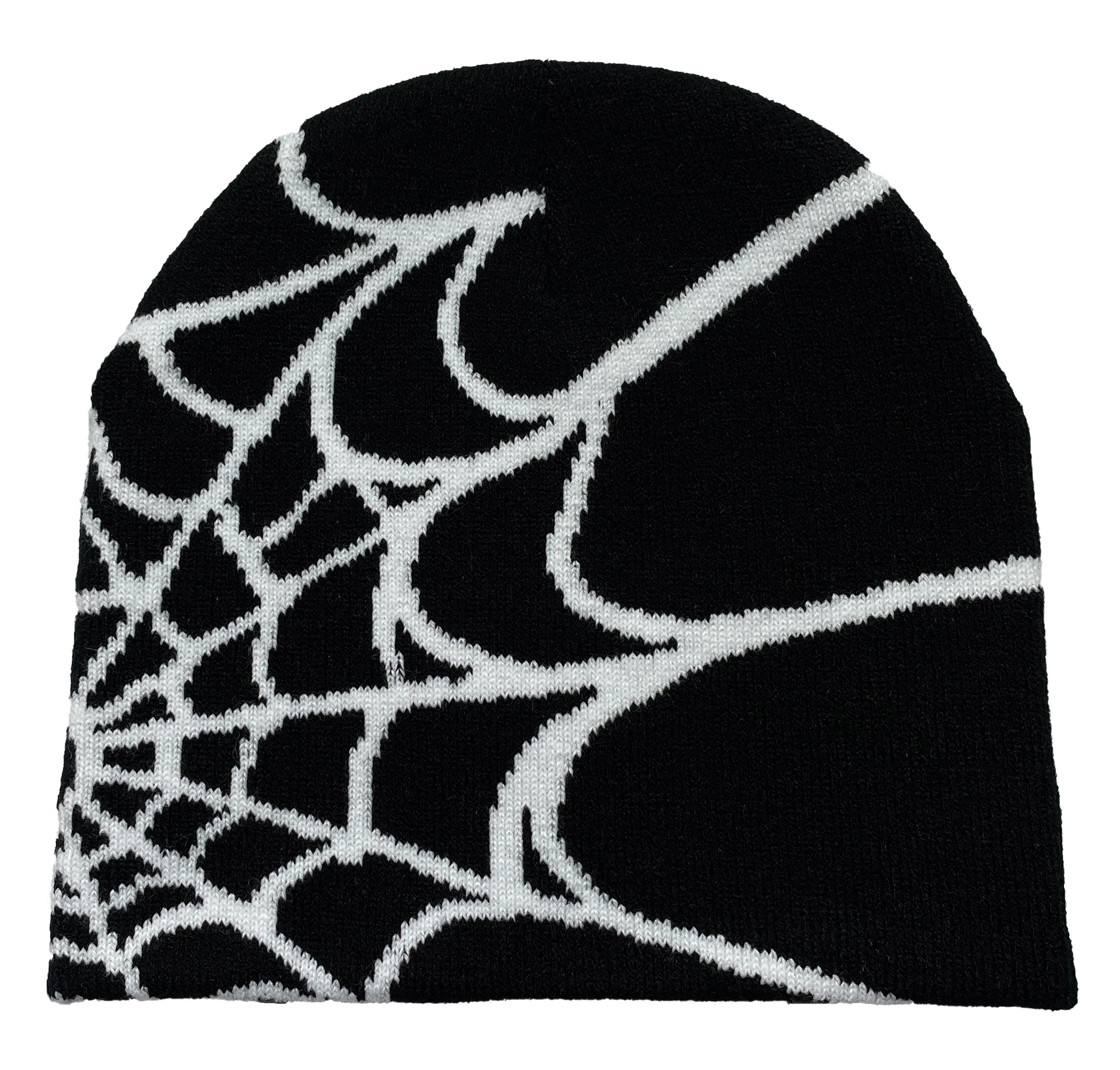 NOUVEAU RICHE Unisex-Strickmütze Mit Spinnennetz-Print, Warme Outdoor-Pullovermütze Schwarz (2)
