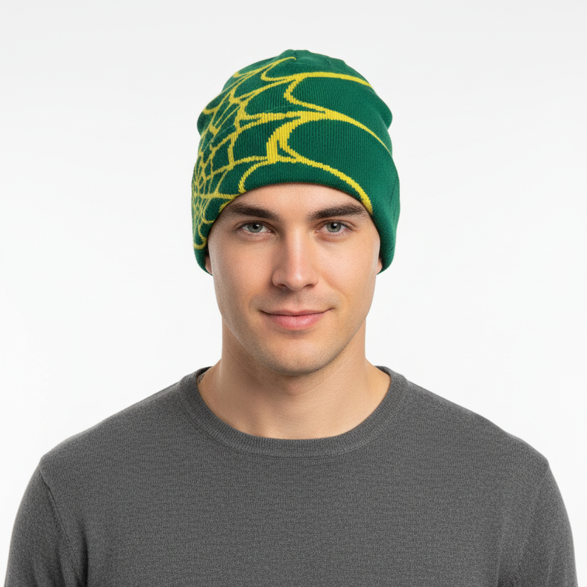 NOUVEAU RICHE Unisex-Strickmütze Mit Spinnennetz-Print, Warme Outdoor-Pullovermütze