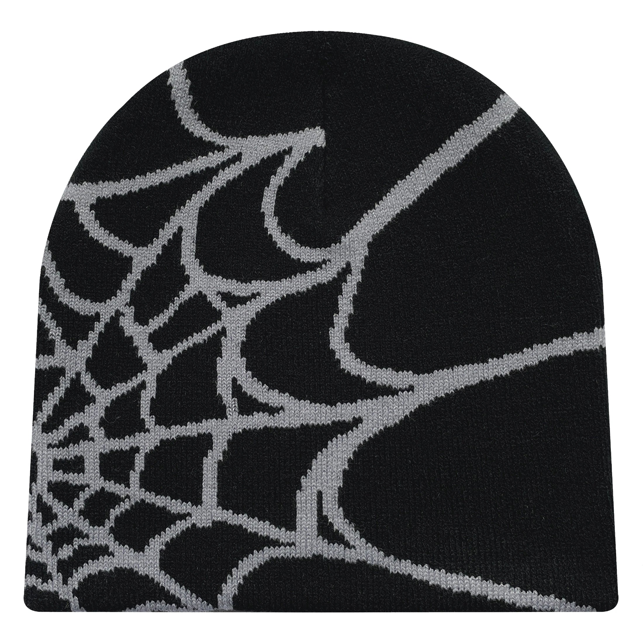 NOUVEAU RICHE Unisex-Strickmütze Mit Spinnennetz-Print, Warme Outdoor-Pullovermütze Schwarz (1)