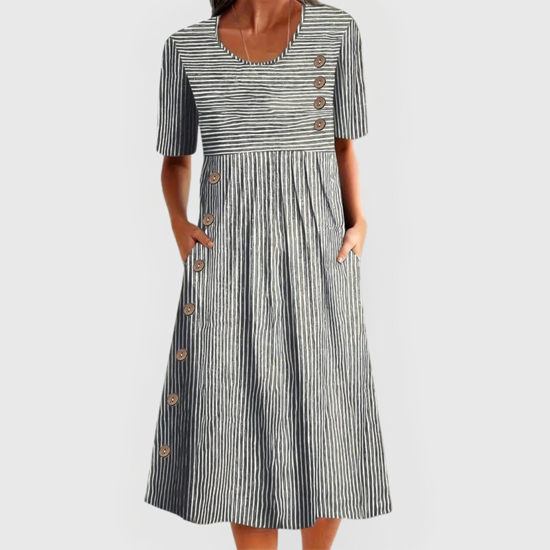 Striped midi dress for women with a relaxed fit for everyday wear
