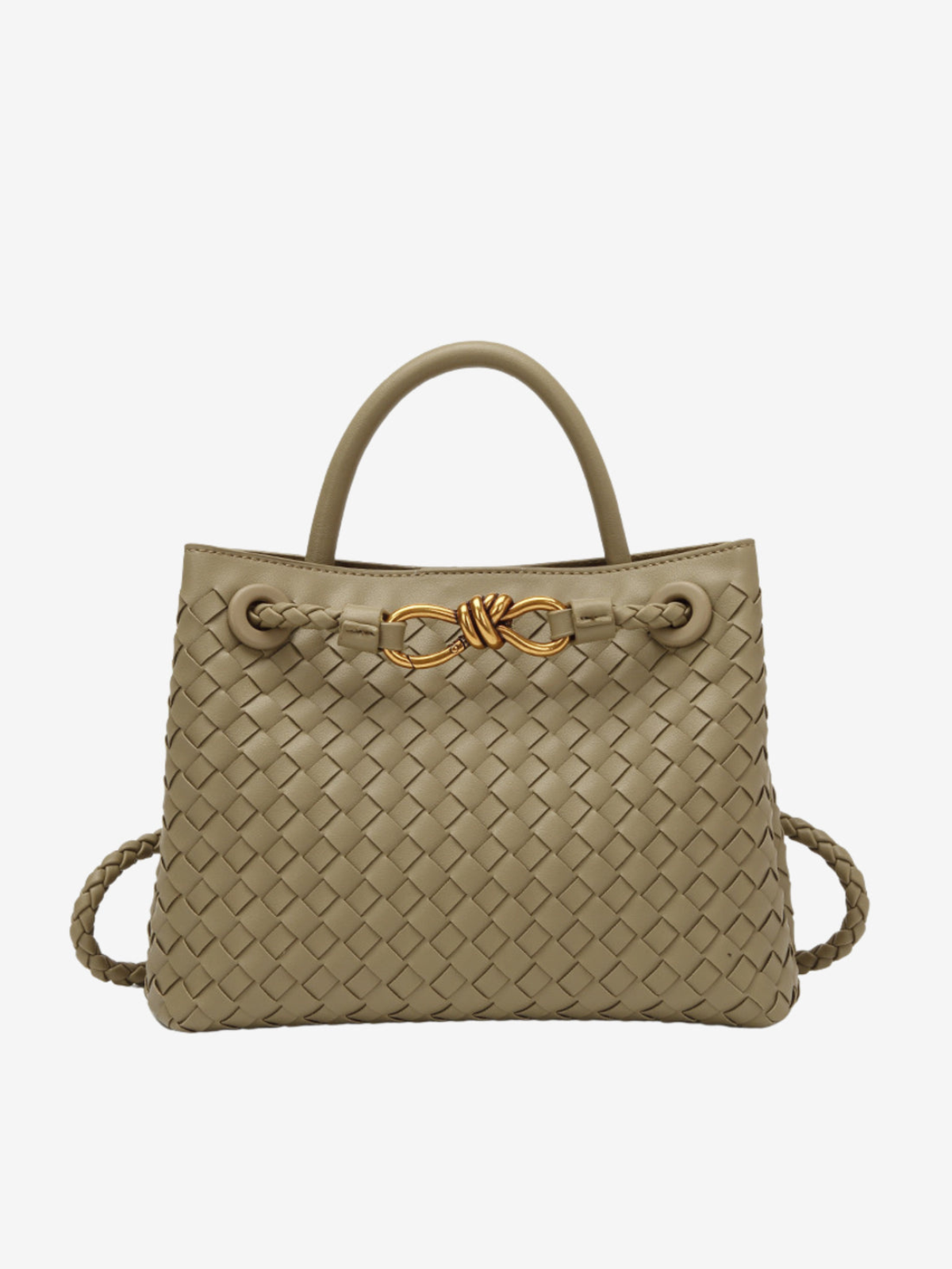 Braided Handbag for Women | Stylish Crossbody Bag with Braided Look Made of Vegan Leather with Gold Details and Shoulder Strap