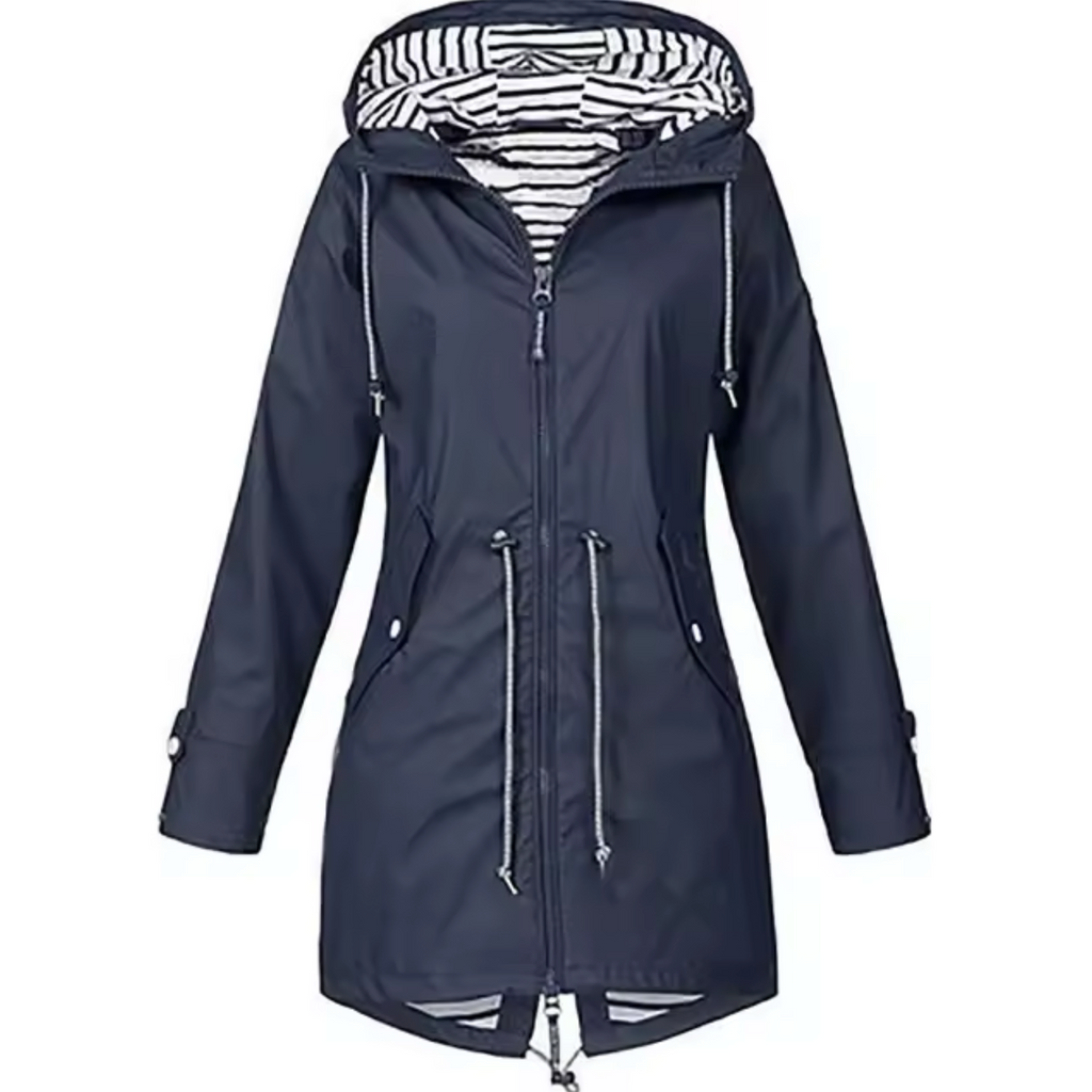 NOUVEAU RICHE Wasserdichter Regenmantel Mit Kapuze Unisex Leicht Für Marineblau