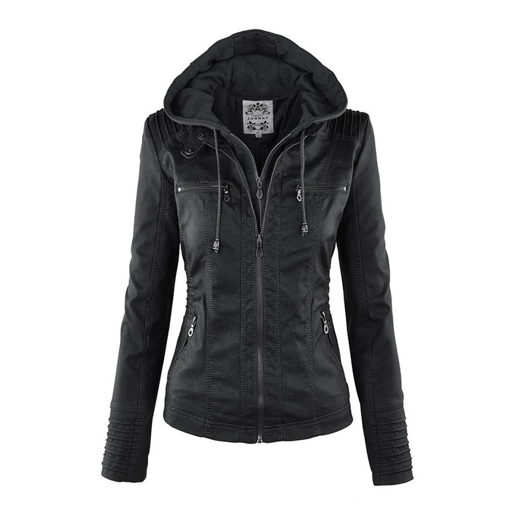 NOUVEAU RICHE Wetterfeste Damenjacke Mit Kapuze Wasserabweisend Leicht Schwarz