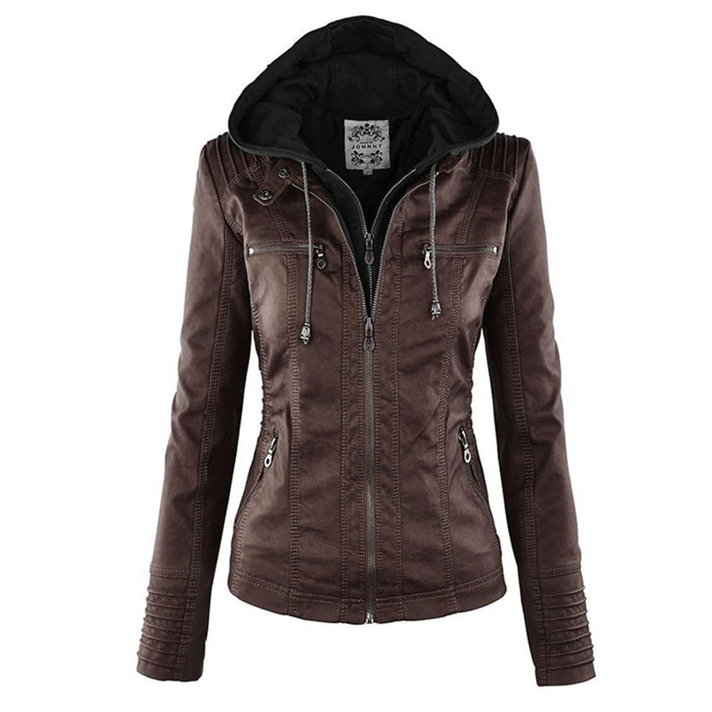 NOUVEAU RICHE Wetterfeste Damenjacke Mit Kapuze Wasserabweisend Leicht Braun