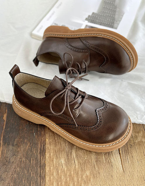 Damen Oxford Schuhe mit breiter Karree-Form | Klassische Brogue Halbschuhe mit kleinem Absatz und gepolsterter Sohle