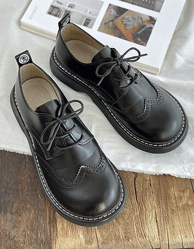 Damen Oxford Schuhe mit breiter Karree-Form | Klassische Brogue Halbschuhe mit kleinem Absatz und gepolsterter Sohle