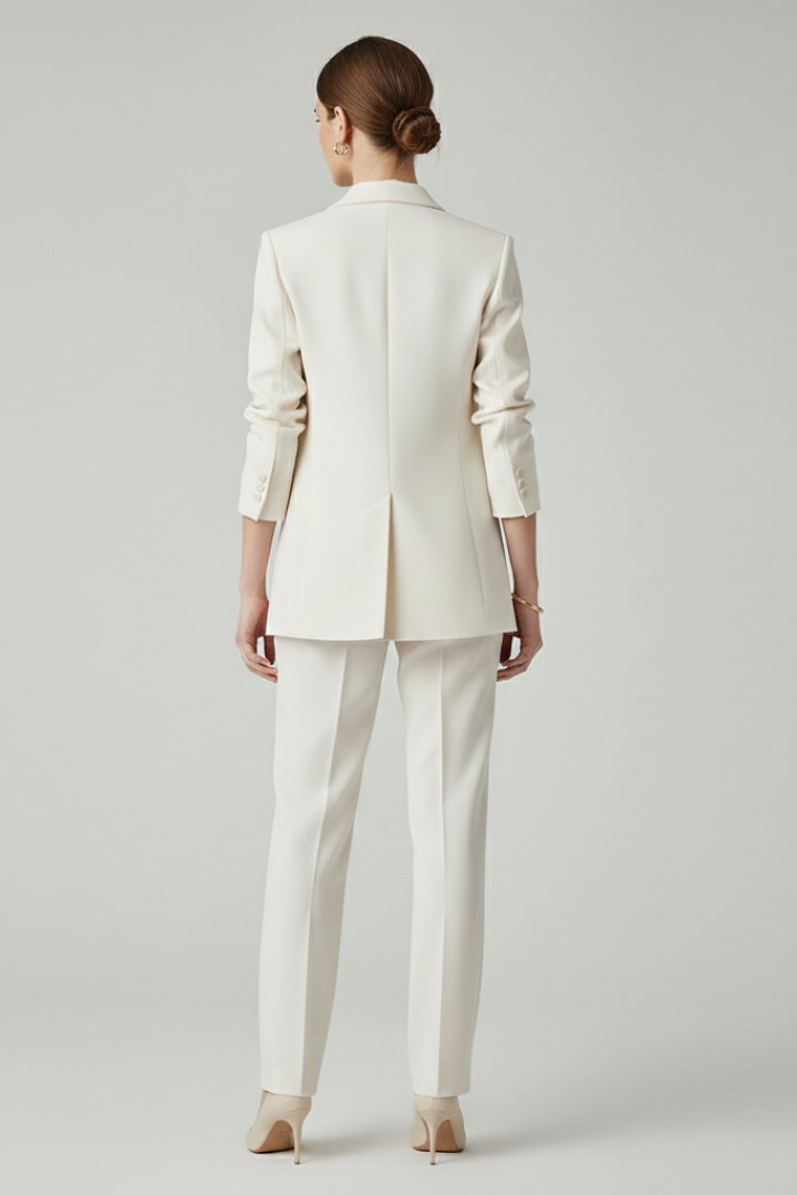 Women's Blazer Set Two-Piece | Tailored Blazer and Straight-Leg Trousers | Elegant Business Outfit for Women