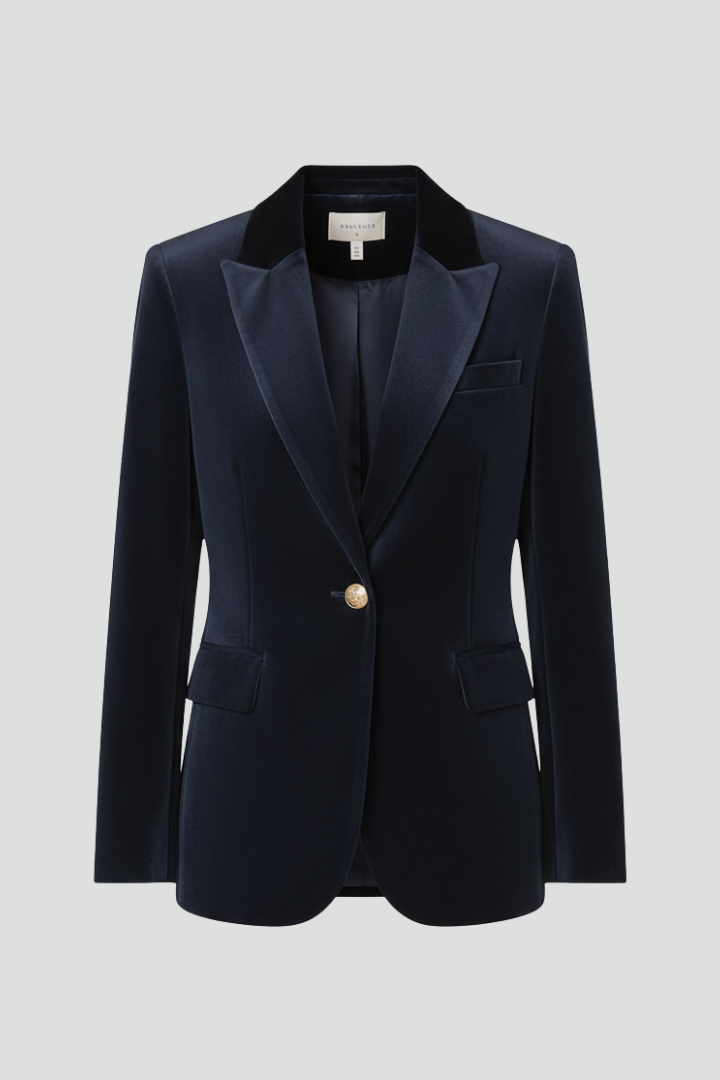 Classic Women's Blazer with Notched Collar and Single-Button Closure | Elegant Business Blazer with Pockets & Long Sleeves