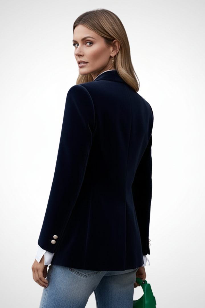 Classic Women's Blazer with Notched Collar and Single-Button Closure | Elegant Business Blazer with Pockets & Long Sleeves