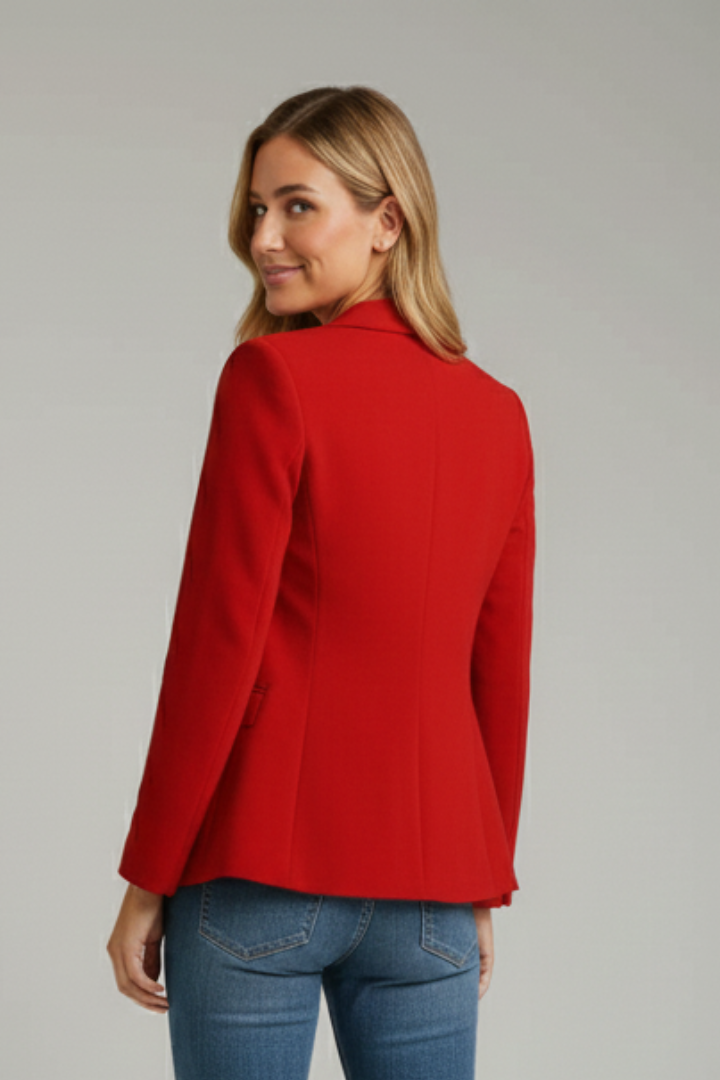 Klassischer Damen Blazer mit Reverskragen und Einknopf-Verschluss | Zeitloser Business Blazer mit Pattentaschen für Damen