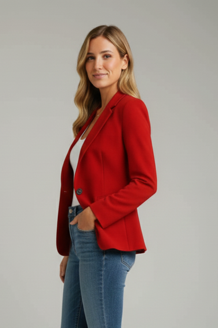 Klassischer Damen Blazer mit Reverskragen und Einknopf-Verschluss | Zeitloser Business Blazer mit Pattentaschen für Damen