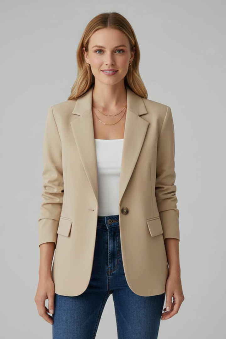Klassischer Damen Blazer mit Reverskragen und Einknopf-Verschluss | Zeitloser Business Blazer mit Pattentaschen für Damen