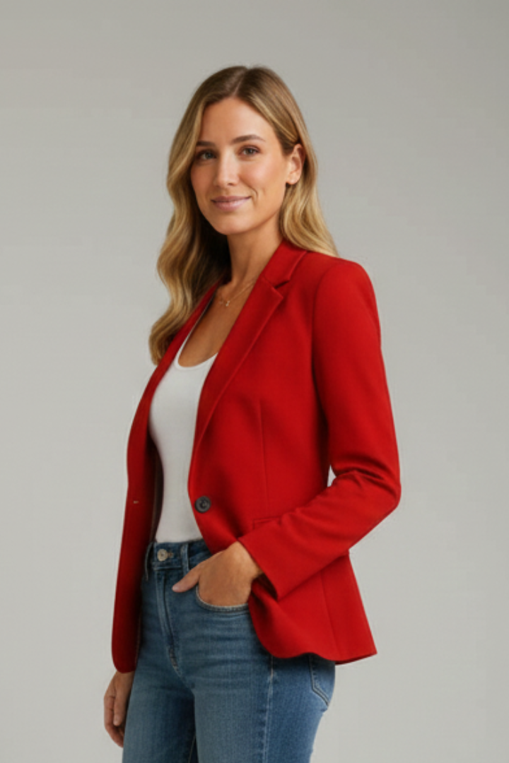 Klassischer Damen Blazer mit Reverskragen und Einknopf-Verschluss | Zeitloser Business Blazer mit Pattentaschen für Damen