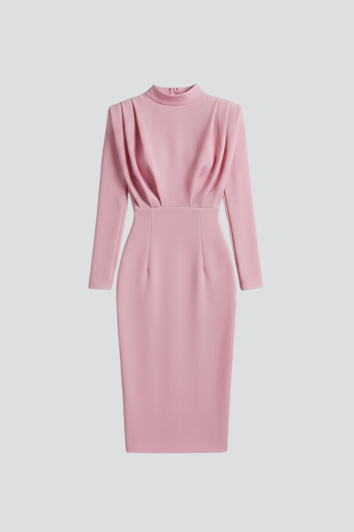 Damenkleid mit hohem Ausschnitt und langen Ärmeln