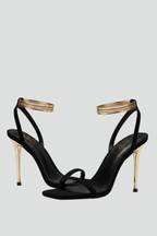 Elegante Damen Sandaletten mit schmalem Absatz und verstellbarem Knöchelriemen – Moderne Riemchen-Sandalen für festliche Outfits