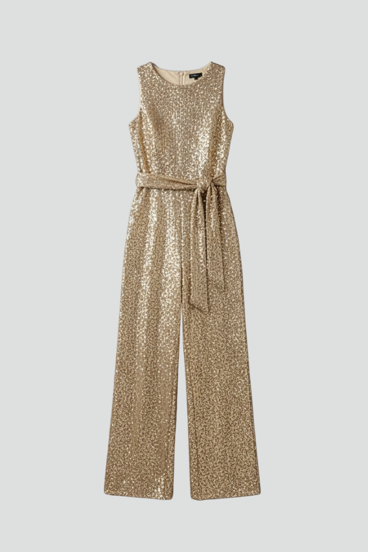 Women's jumpsuit with sequins and straight leg