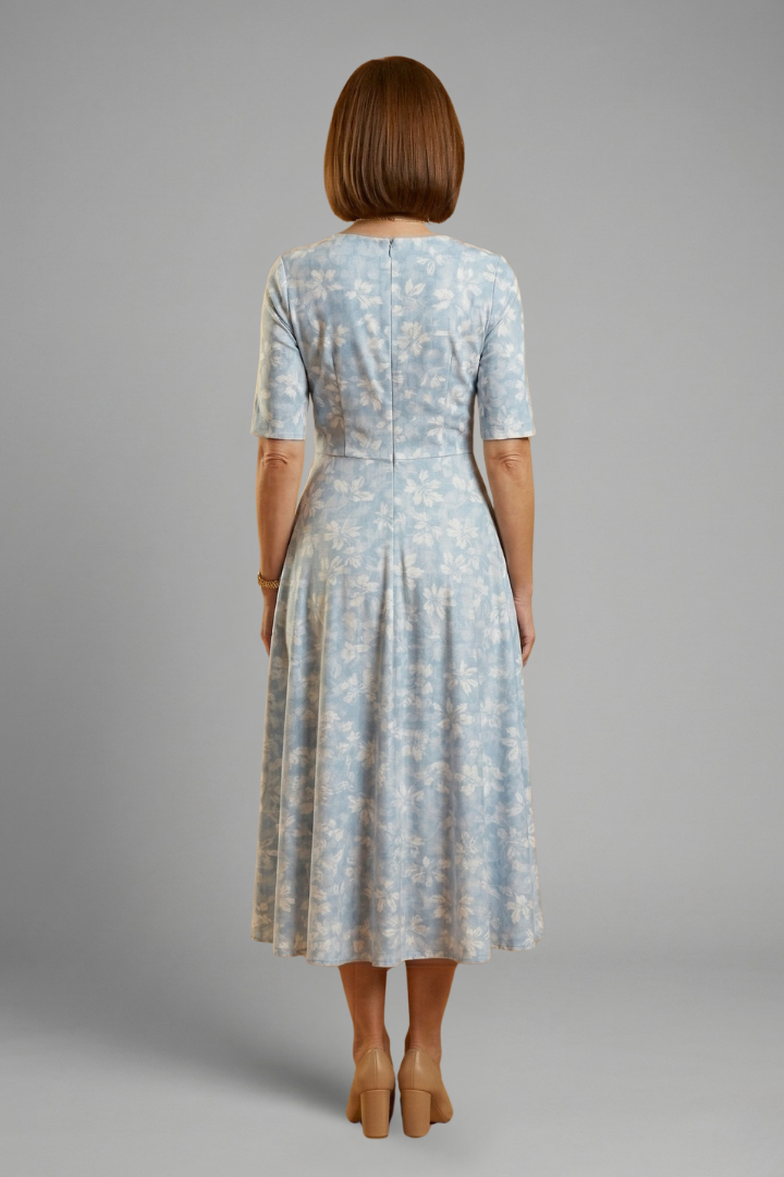 Damen Midikleid mit V-Ausschnitt und Seitentaschen | Bequemes Kurzarm Freizeitkleid mit lockerem Sitz für den Alltag