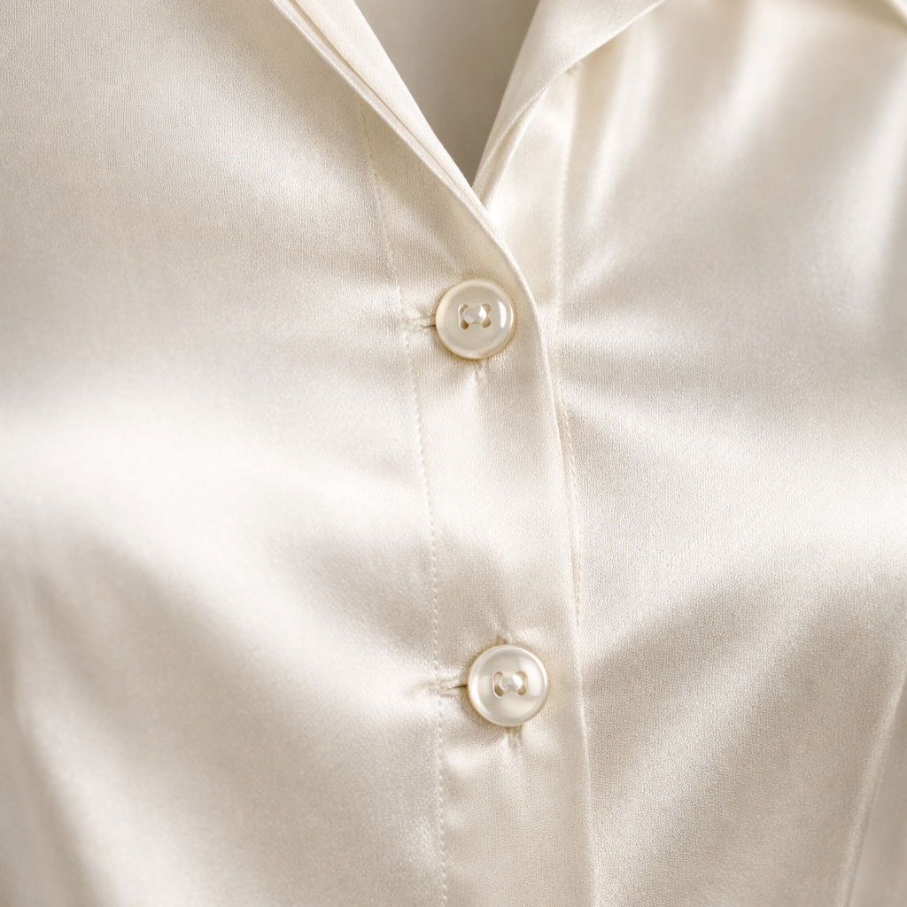 Damen Satin-Bluse mit Knopfleiste und langen Ärmeln
