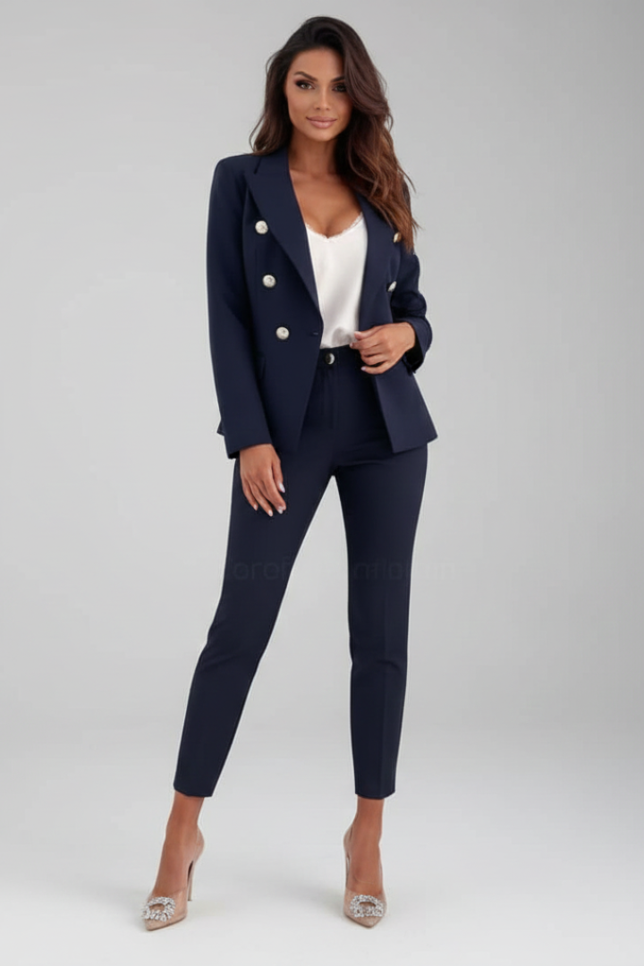 Damen-Anzugset mit geknöpfter Jacke und Hose mit geradem Bein