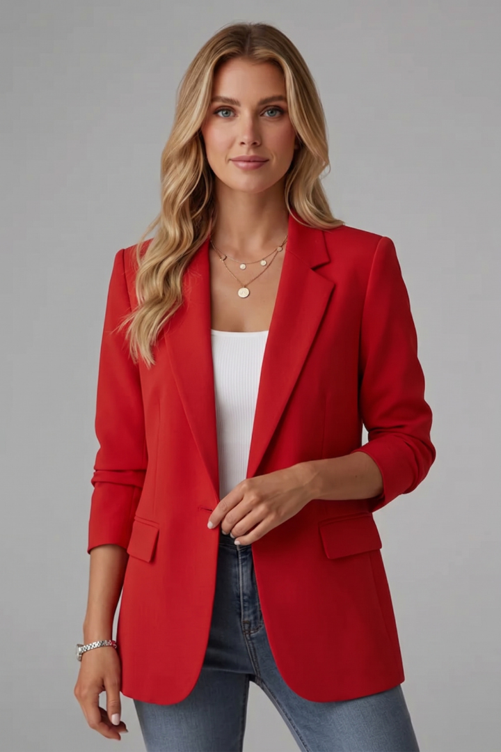 Klassischer Damen Blazer mit Reverskragen und Einknopf-Verschluss | Zeitloser Business Blazer mit Pattentaschen für Damen
