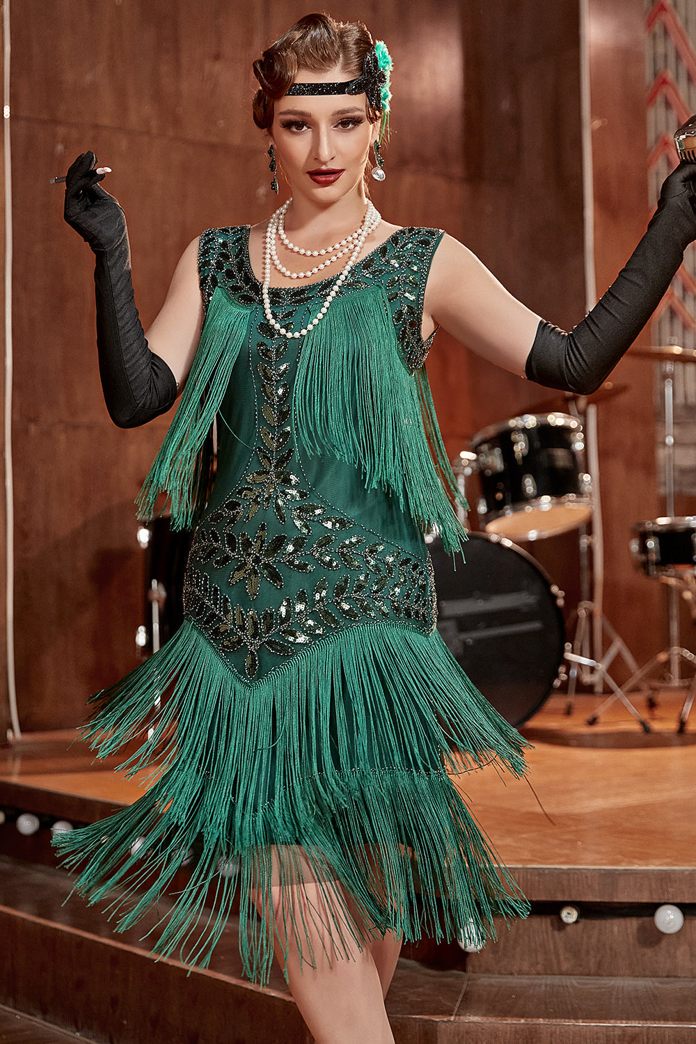 1920s Flapper Dress with Sequins & Fringe | Vintage Cocktail Dress for Wedding Guests and Gatsby Theme Parties