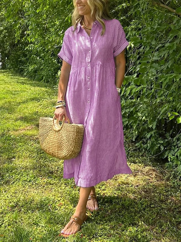 Gestreiftes Kleid mit Knopfleiste