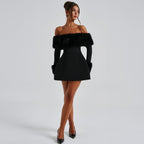 Off Shoulder Minikleid für Damen mit Kunstfellbesatz und elegantem Schnitt