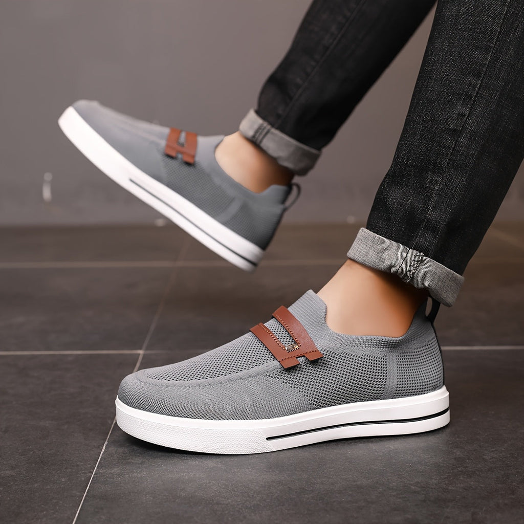 Men's Slip-On Sneakers | Breathable Knit Shoes for Everyday Wear | Lightweight Casual Shoes Without Laces & Comfortable