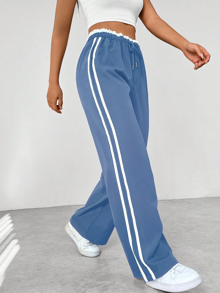 High Waist Jogginghose für Damen | Sportliche Freizeithose mit Seitenstreifen | Bequeme Jogger im Relaxed Fit für Alltag & Sport