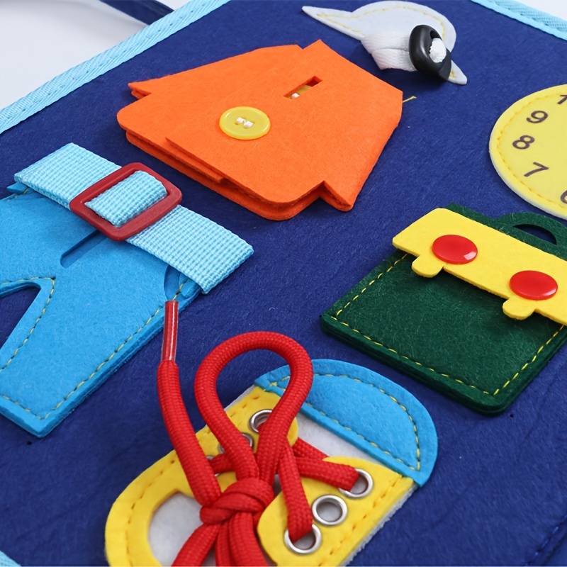 NOUVEAU RICHE Fesselndes Montessori-Aktivitätsbuch für Kleinkinder – Fördere die Feinmotorik mit Schnürsenkeln, Druckknöpfen und Schnallen
