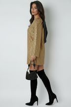 Livia Goldfarbenes Mini Kleid mit Schleife am Rücken