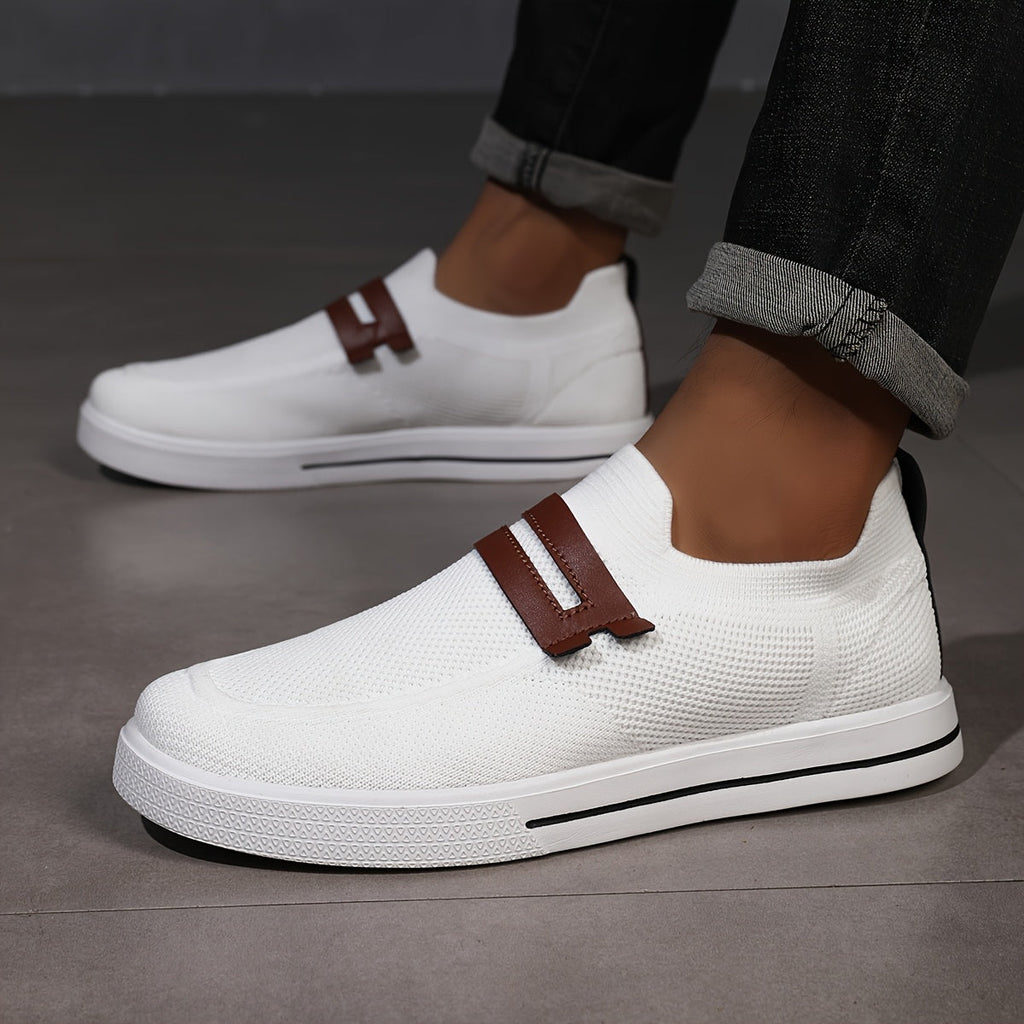 Men's Slip-On Sneakers | Breathable Knit Shoes for Everyday Wear | Lightweight Casual Shoes Without Laces & Comfortable