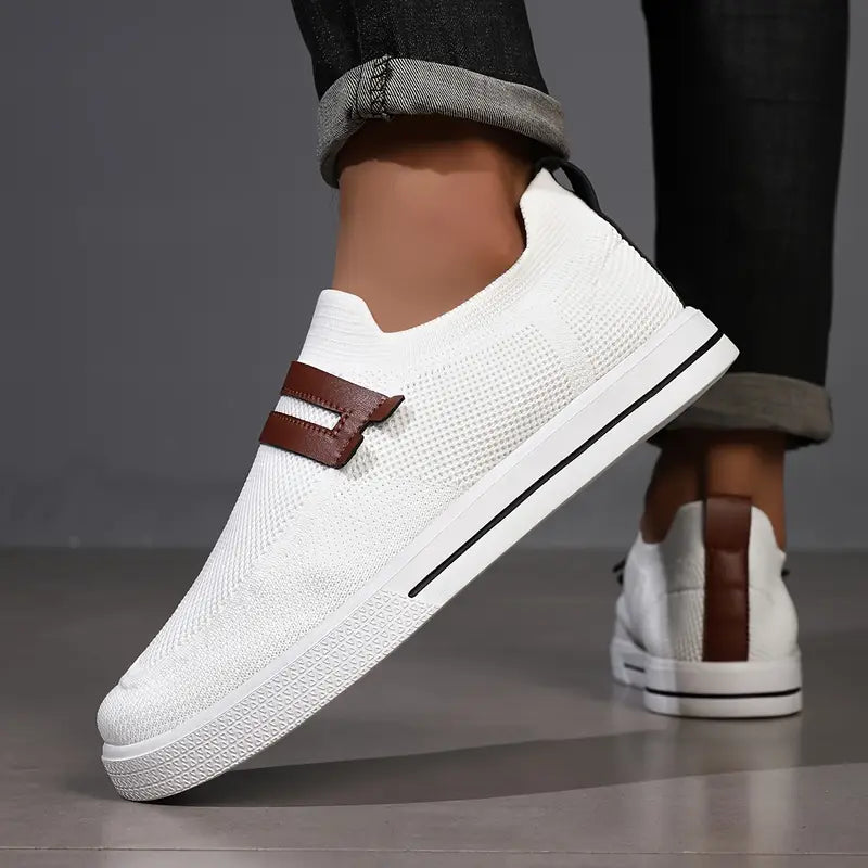 Men's Slip-On Sneakers | Breathable Knit Shoes for Everyday Wear | Lightweight Casual Shoes Without Laces & Comfortable