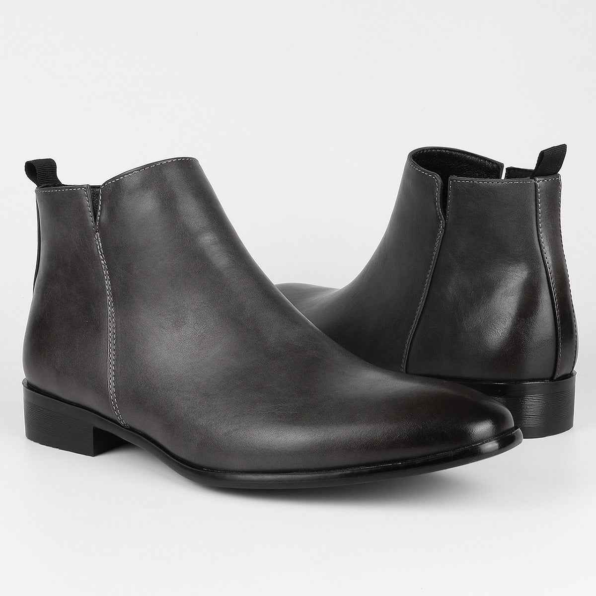 Chelsea leather ankle boots for men with comfortable slip-on design
