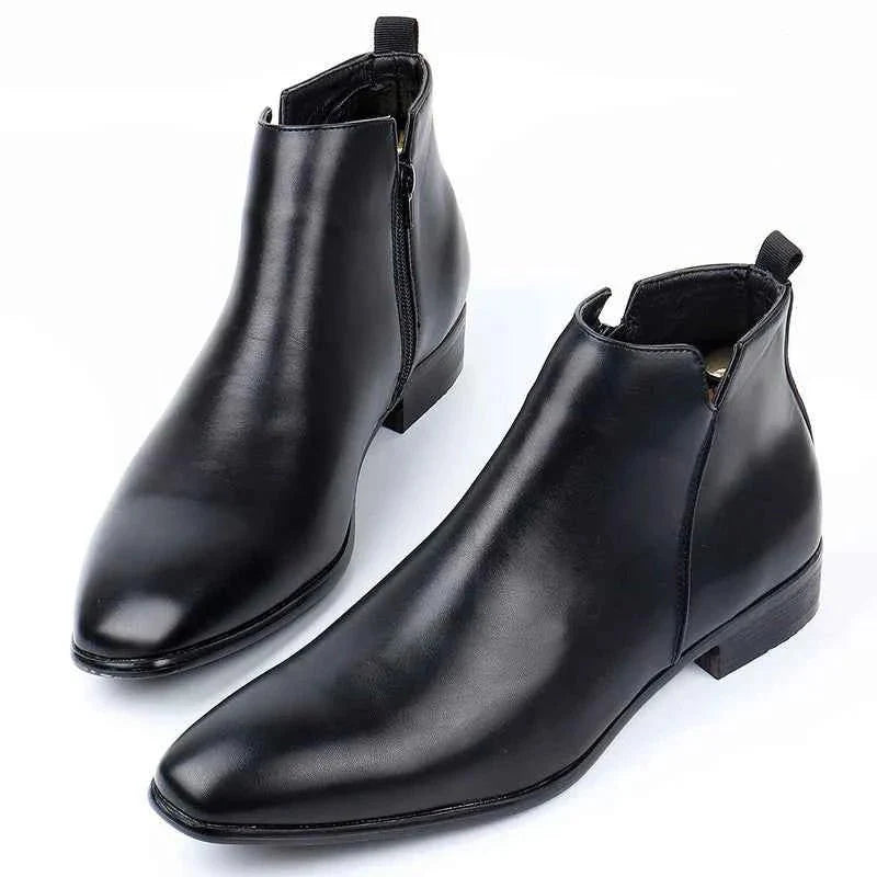 Chelsea leather ankle boots for men with comfortable slip-on design