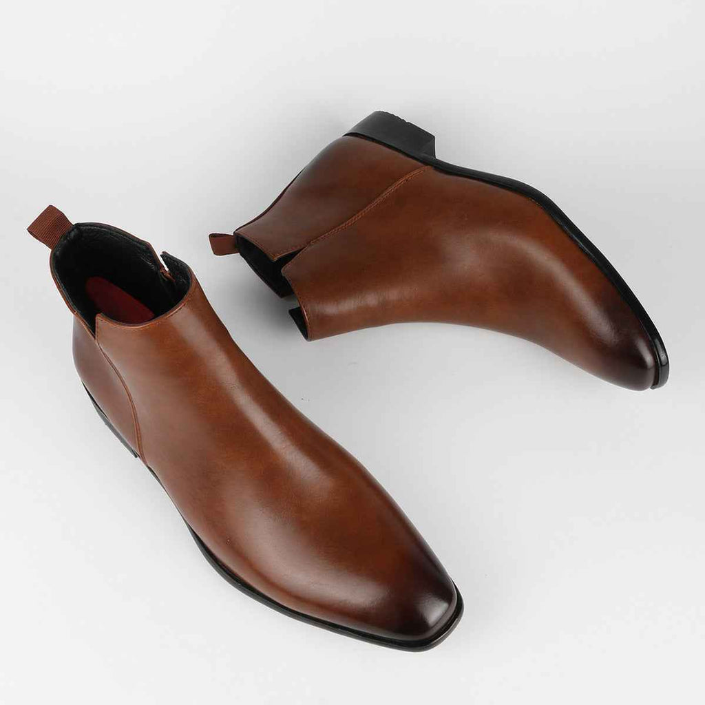 Chelsea Stiefeletten für Herren aus Leder mit bequemem Slip-on Design