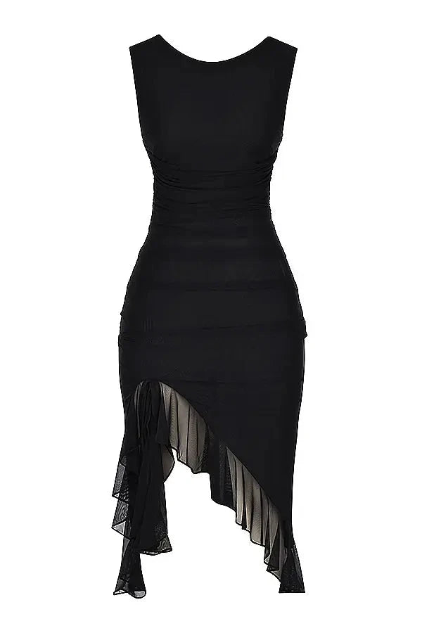 Elegantes Mesh-Midikleid