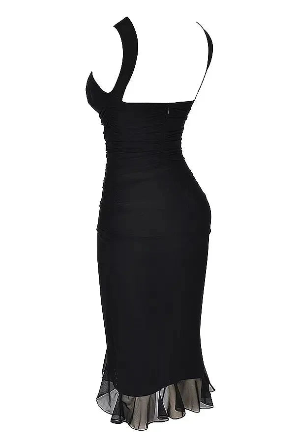 Elegantes Mesh-Midikleid