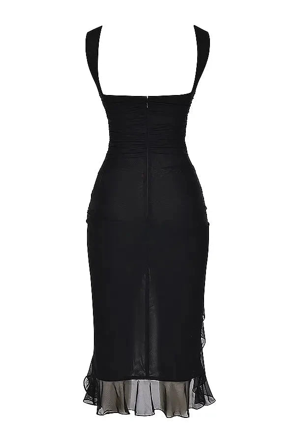 Elegantes Mesh-Midikleid
