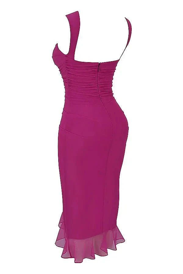 Elegantes Mesh-Midikleid