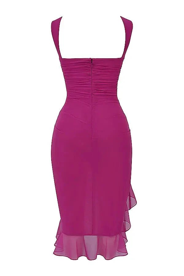 Elegantes Mesh-Midikleid