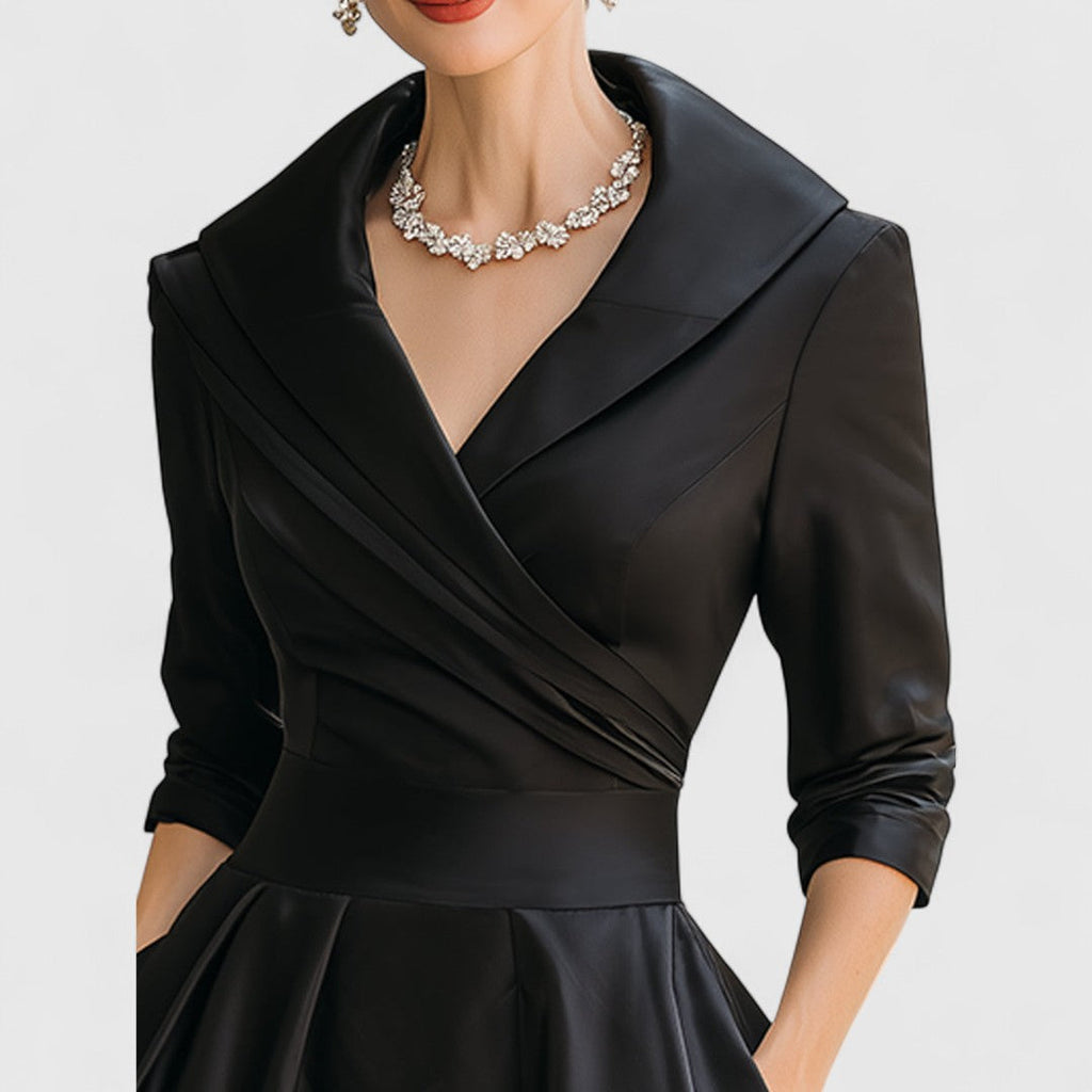 Midi dress with wrap look and V-neckline