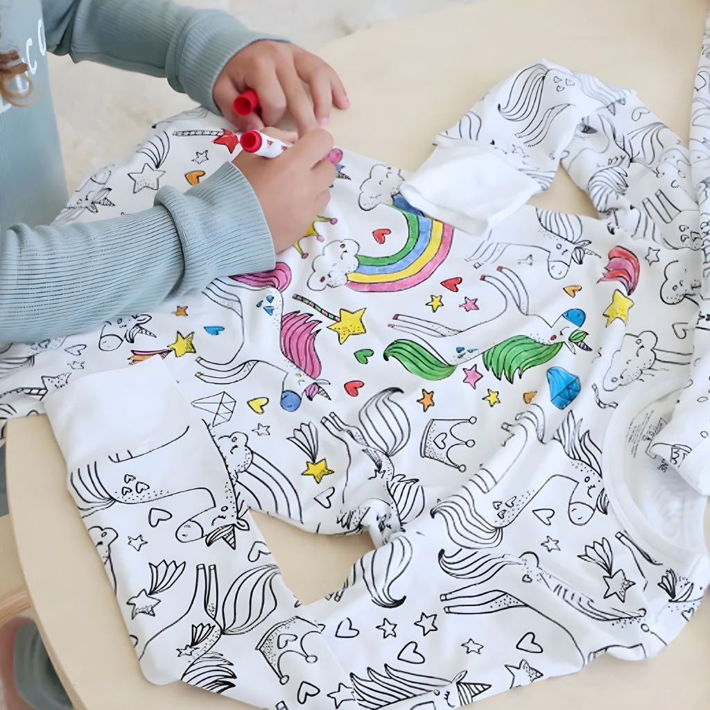 Kinder Baumwoll-Schlafanzug-Set zum Ausmalen – Kreativer Weihnachts-Pyjama