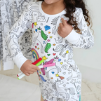 Kinder Baumwoll-Schlafanzug-Set zum Ausmalen – Kreativer Weihnachts-Pyjama