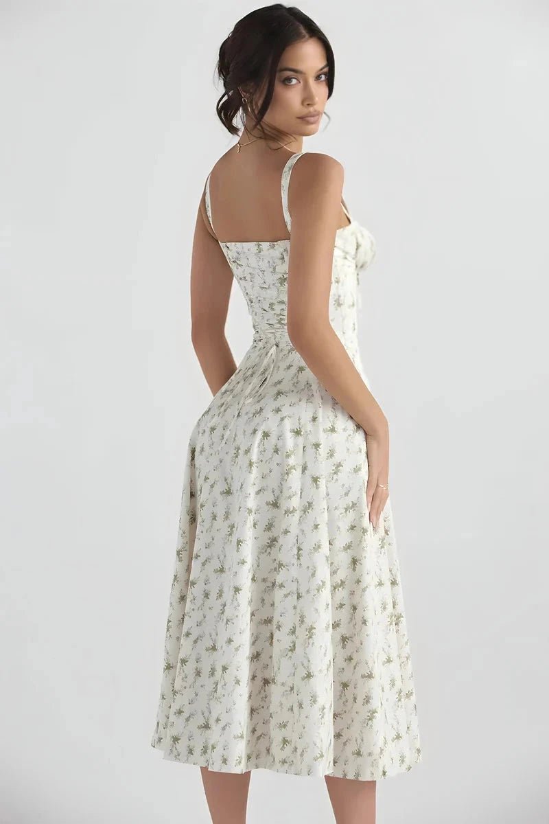 Elegantes Sommerkleid mit Korsett-Oberteil und Blumenmuster
