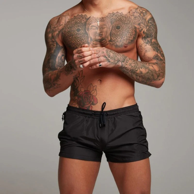 Quick-drying men's shorts with stretch - Comfortable short summer pants for leisure and beach - Classic fit