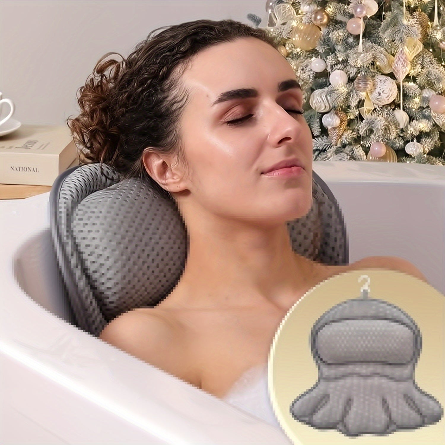 4D Luxe bath pillow – Breathable pillow with neck and back support for a relaxing bath