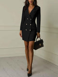 Double-breasted midi blazer dress for women with a tailored fit