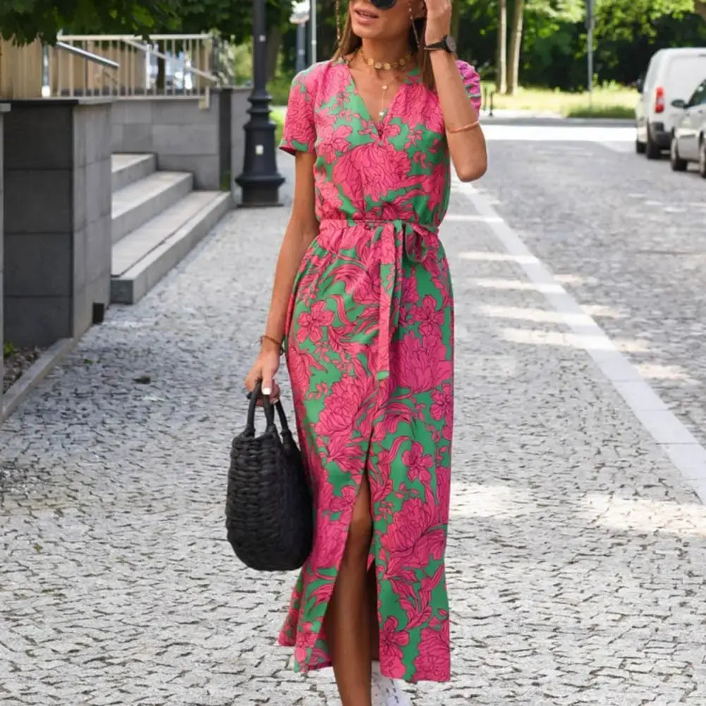 Wrap dress with floral pattern for women